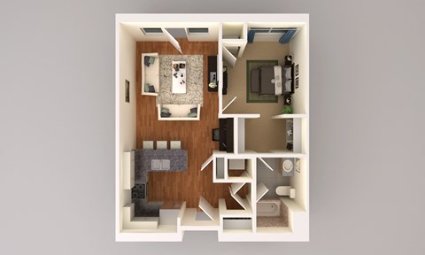 Floor plan for 1 bed, 1 bath, 810 sqft